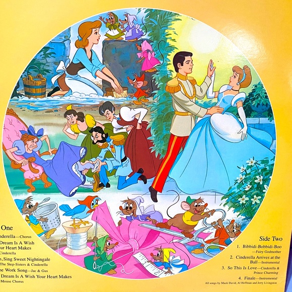 WALT DISNEYS CINDERELLA VTG 1981 SOUNDTRACK PHONO PICTURE DISC VINYL RECORD RARE - Picture 15 of 16